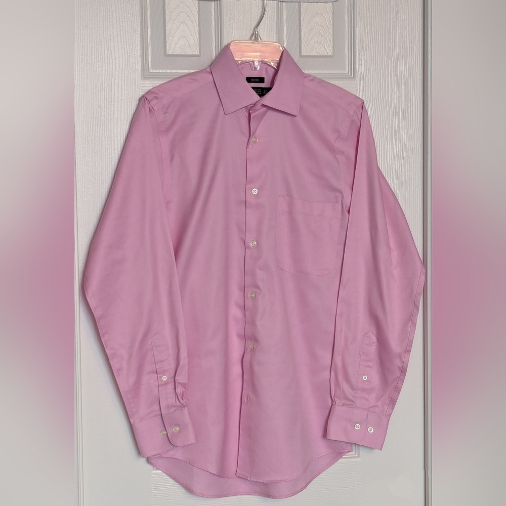ALFRED SUNG Men's (Size 14 1/2 32/33) Pink Non-Iron Cotton Dress Shirt